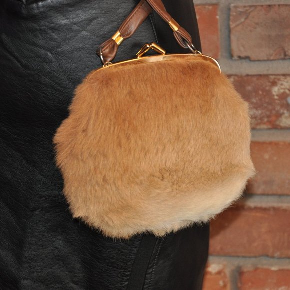 Lipseer Kangaroo Fur Brown Leather Crossbody Shoulder Bag & Coin Purse Boho - Picture 4 of 6